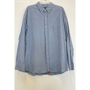 American Eagle Blue White Men's 100% Cotton Checkered Button Down Shirt‎ - XL
